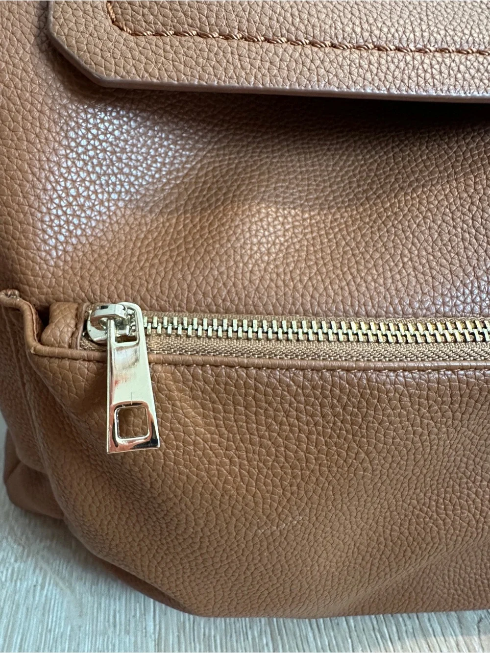 Tan Pebbled Leather Baby Backpack